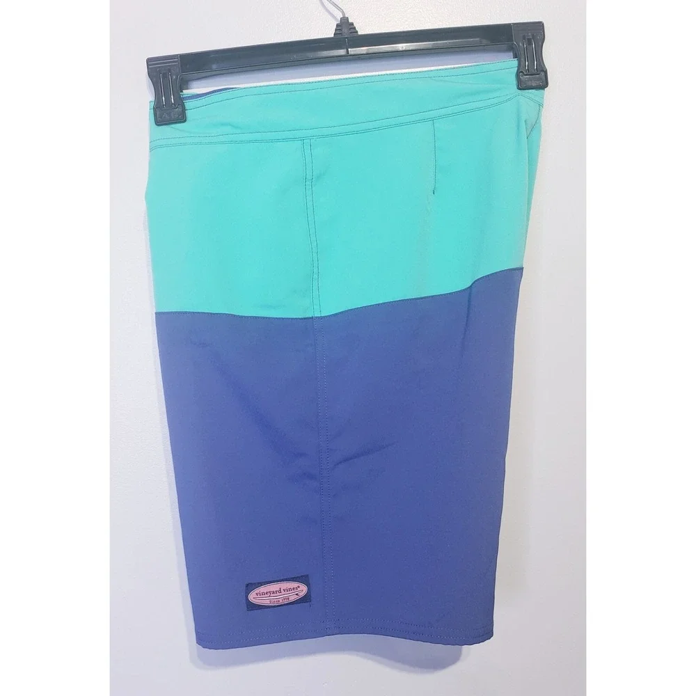 Vineyard Vines Swim‎ Trunks Board Shorts Two-Tone Mens Size 32 Teal Blue